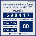 หวยรางวัลที่ 1 วันที่ 16